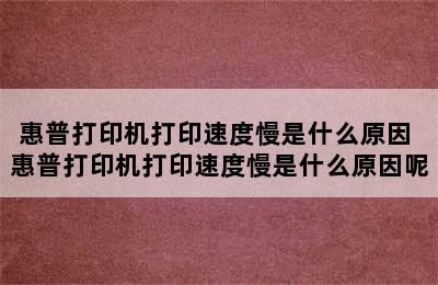 惠普打印机打印速度慢是什么原因 惠普打印机打印速度慢是什么原因呢